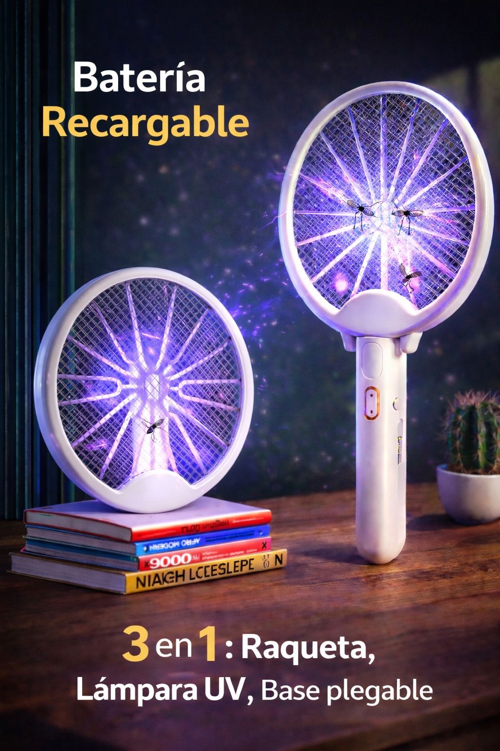 MOSQUITO KILLER PRO 3 EN 1 - Raqueta Eléctrica Plegable con luz UV